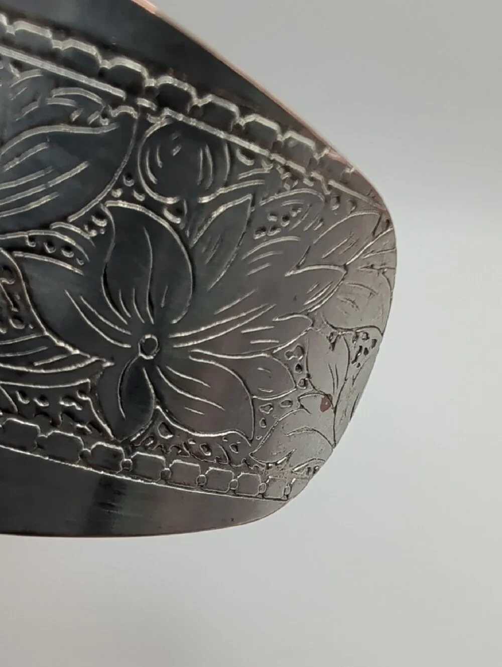 Engraved Floral Silver Cuff Bracelet